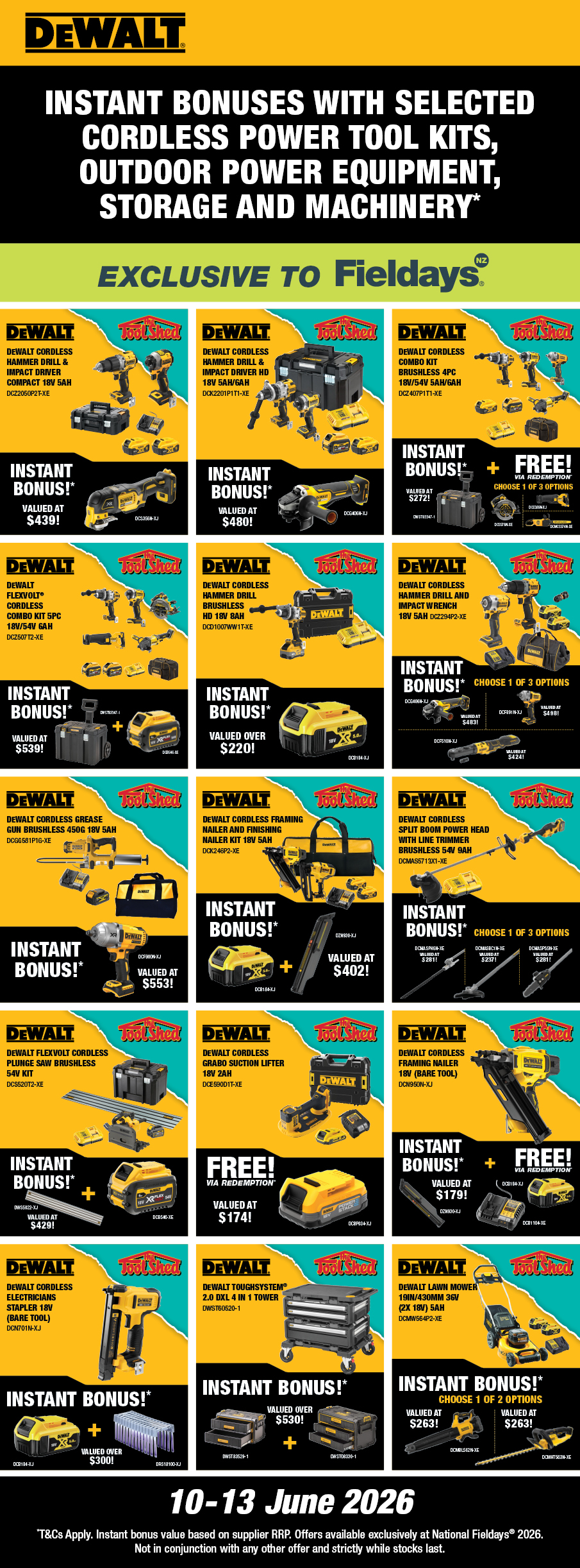National Fieldays June 2026 DEWALT Instant Bonus Offers National Fieldays June 2026 DEWALT Instant Bonus Offers